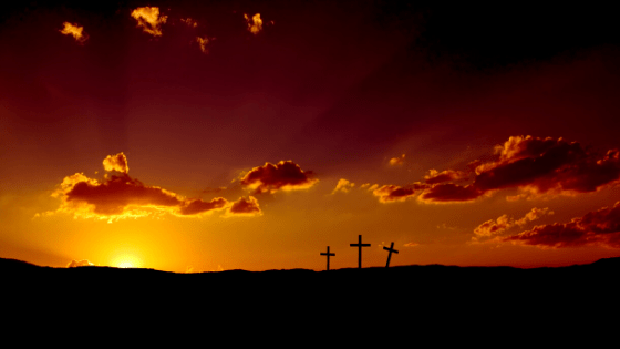 sunrise and crosses